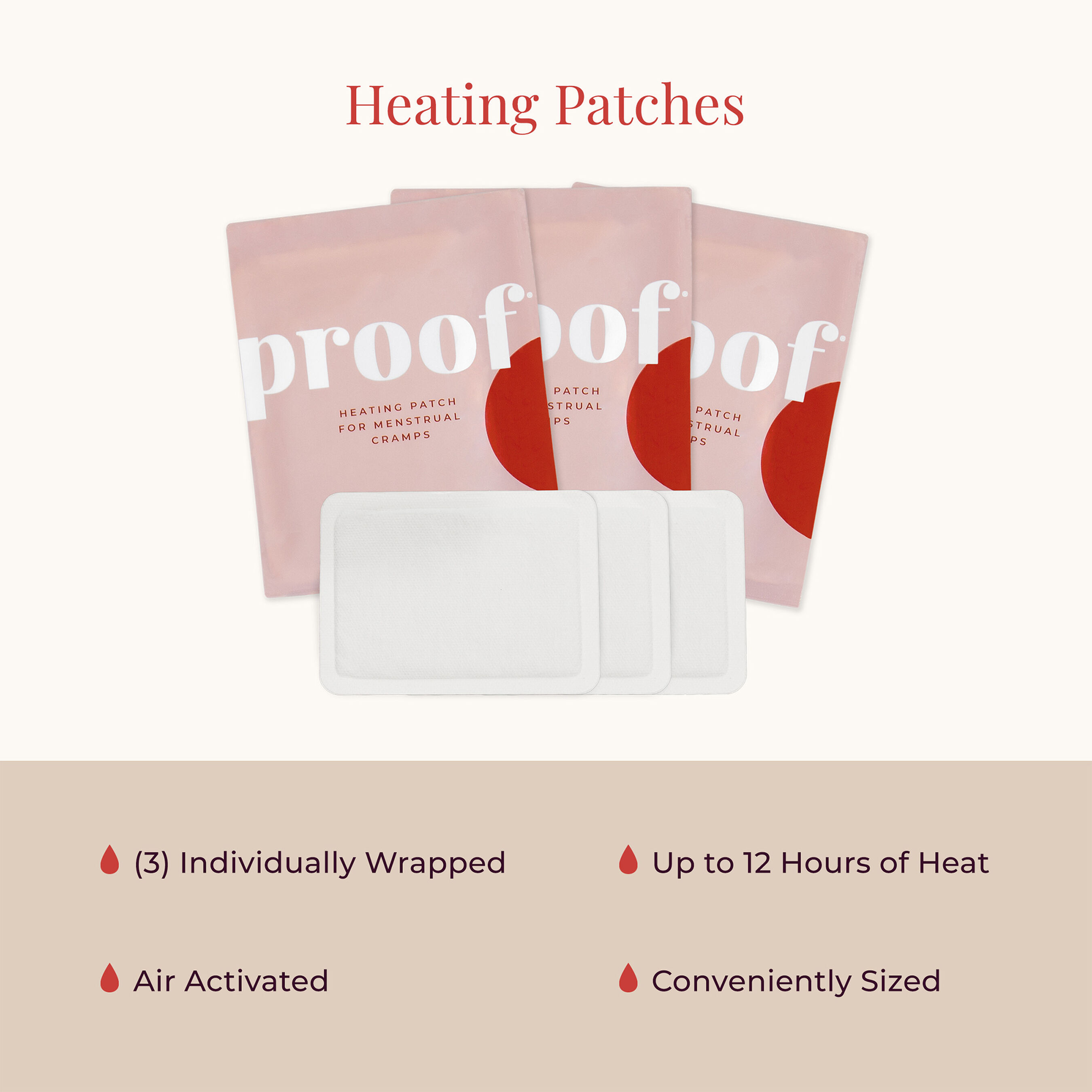 proof. Heating Patch for Menstrual Cramps, 3ct